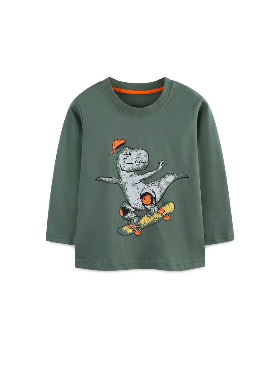 Green Long Sleeve Pullover for Boys Knitted Cotton - Image 3