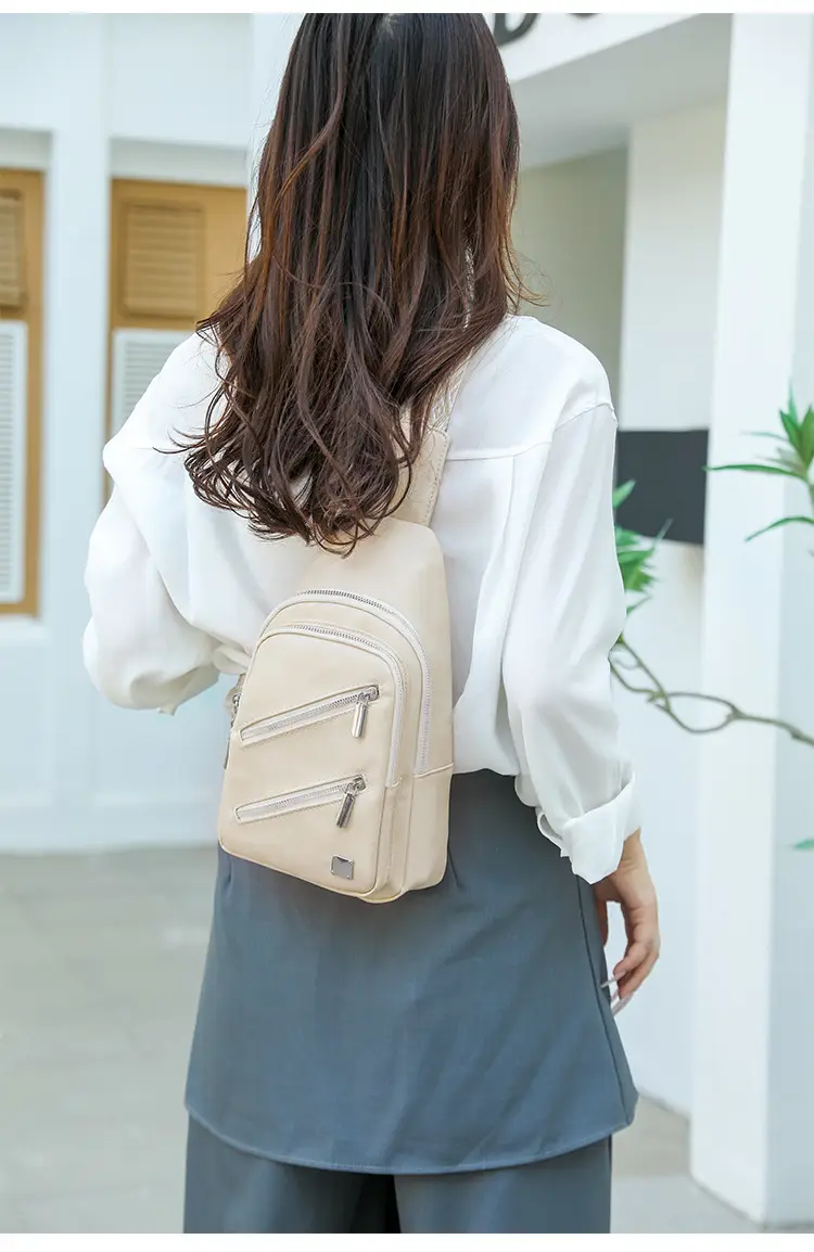 Light Blue Women's Chest Bag with Zigzag Strap — feature 16