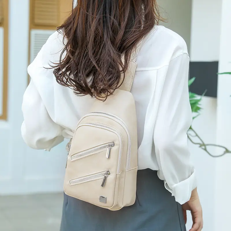 Light Blue Women's Chest Bag with Zigzag Strap — feature 26