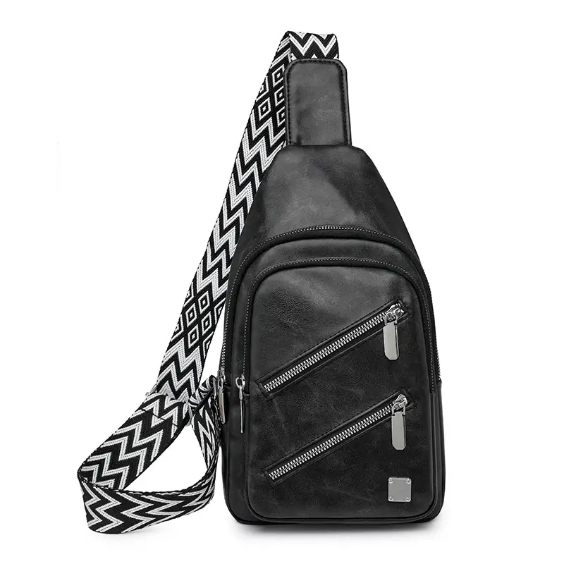 Light Blue Women's Chest Bag with Zigzag Strap — feature 31