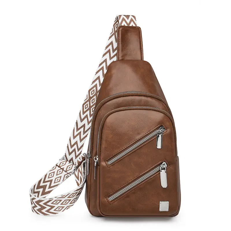 Light Blue Women's Chest Bag with Zigzag Strap — feature 33