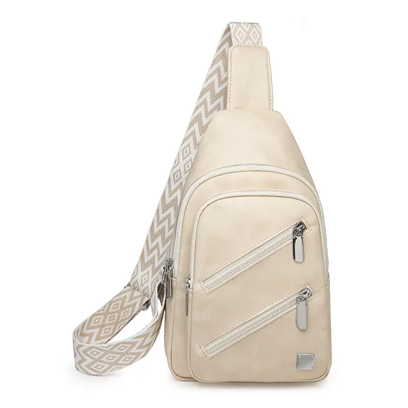 Light Blue Women's Chest Bag with Zigzag Strap — feature 37