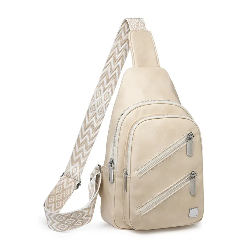 Light Blue Women's Chest Bag with Zigzag Strap — feature 38