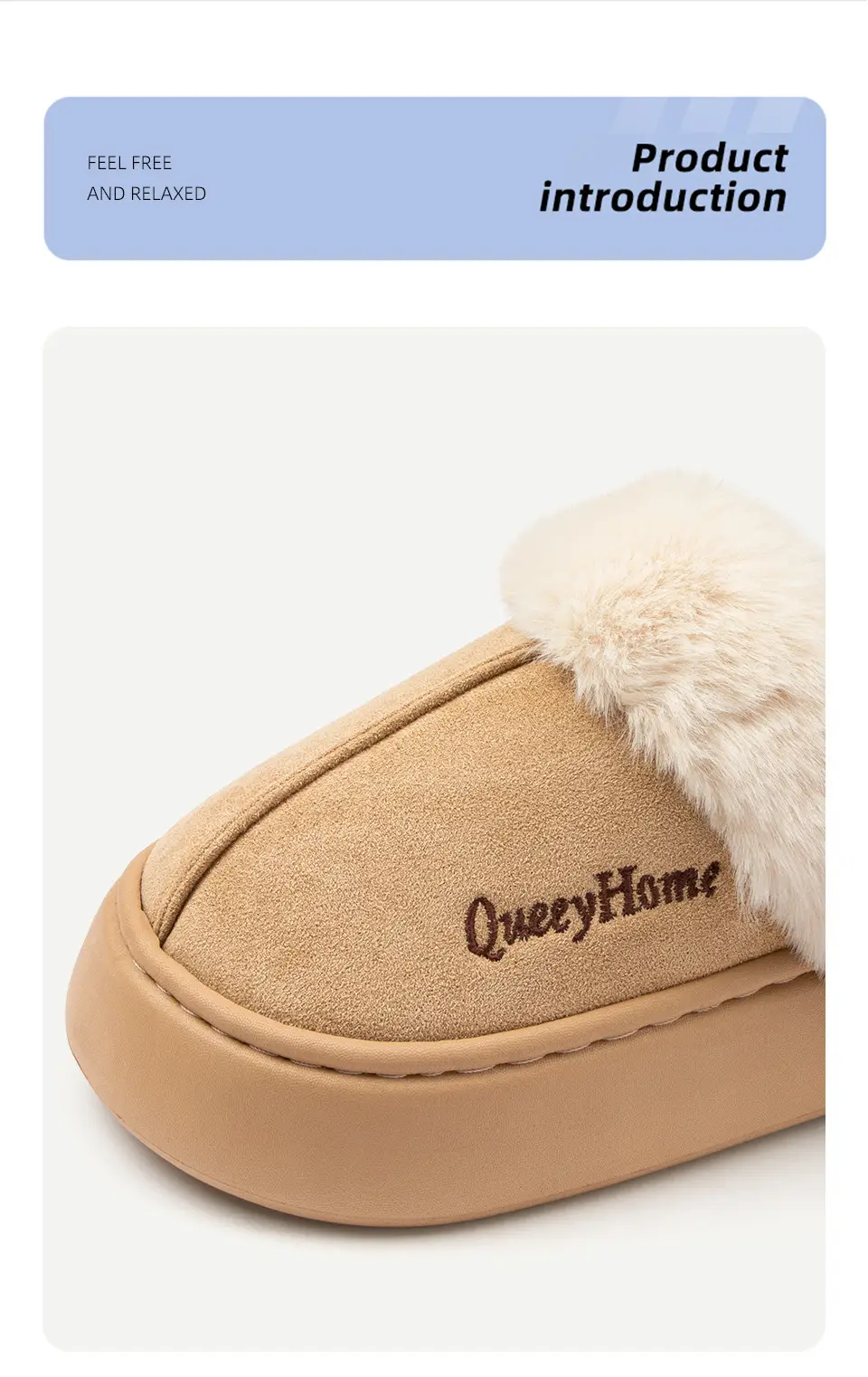 Thick-Soled Fashionable Home Cotton Slippers with High Heels, Plush Winter Women's Slippers, Fleece-Lined and Thickened for Warmth, Casual and Suitable for Outdoor Wear — feature 3