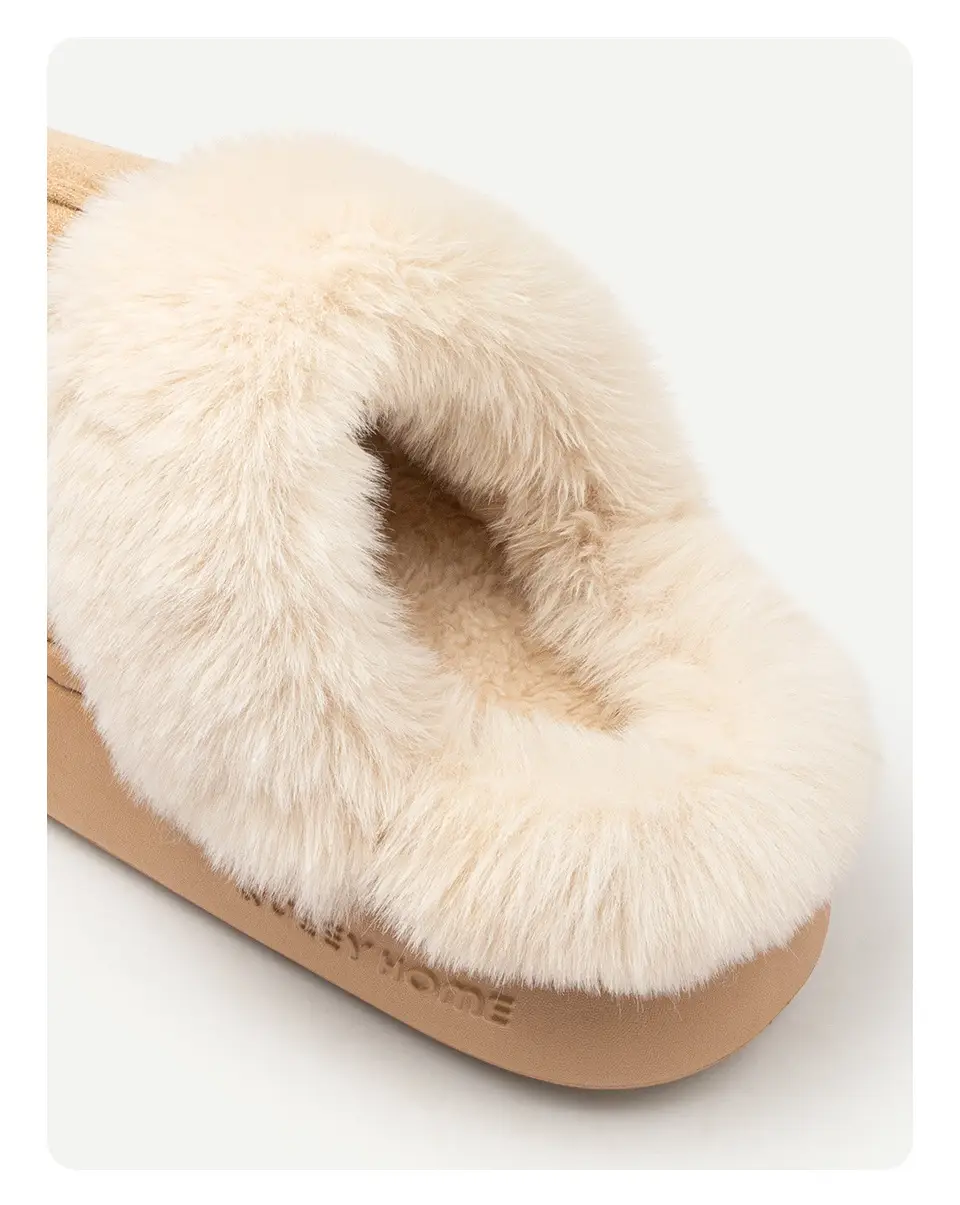 Thick-Soled Fashionable Home Cotton Slippers with High Heels, Plush Winter Women's Slippers, Fleece-Lined and Thickened for Warmth, Casual and Suitable for Outdoor Wear — feature 4
