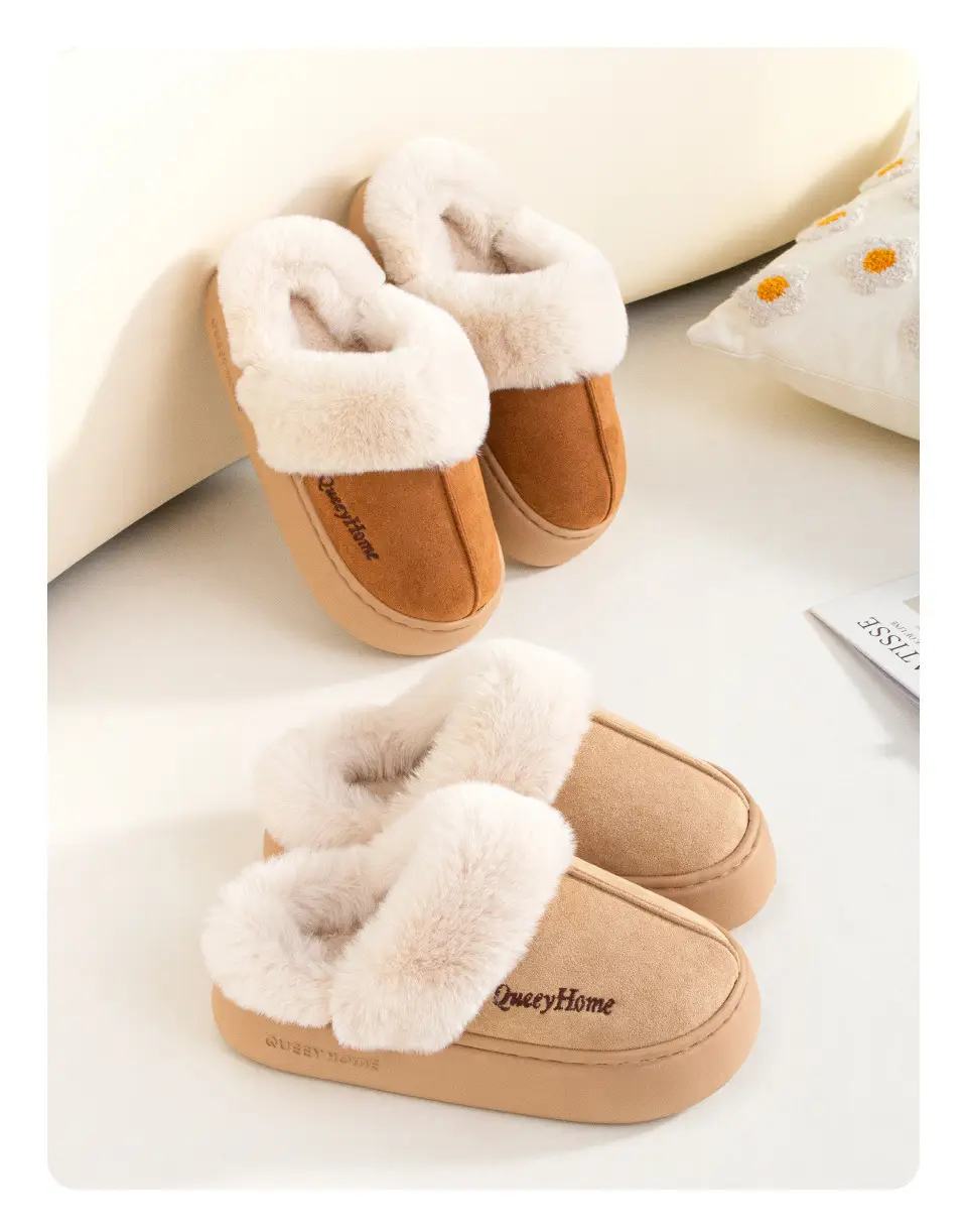 Thick-Soled Fashionable Home Cotton Slippers with High Heels, Plush Winter Women's Slippers, Fleece-Lined and Thickened for Warmth, Casual and Suitable for Outdoor Wear — feature 8