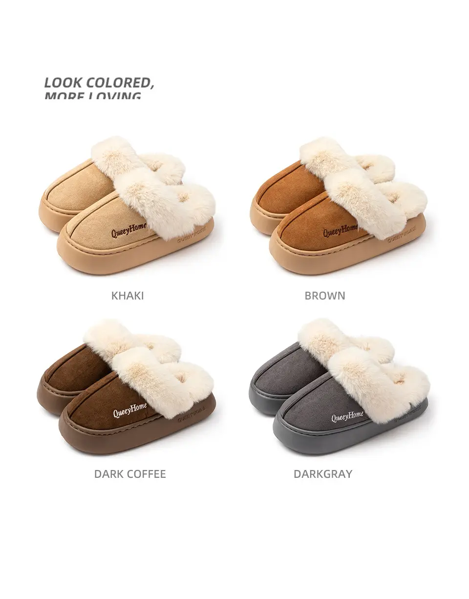 Thick-Soled Fashionable Home Cotton Slippers with High Heels, Plush Winter Women's Slippers, Fleece-Lined and Thickened for Warmth, Casual and Suitable for Outdoor Wear — feature 9
