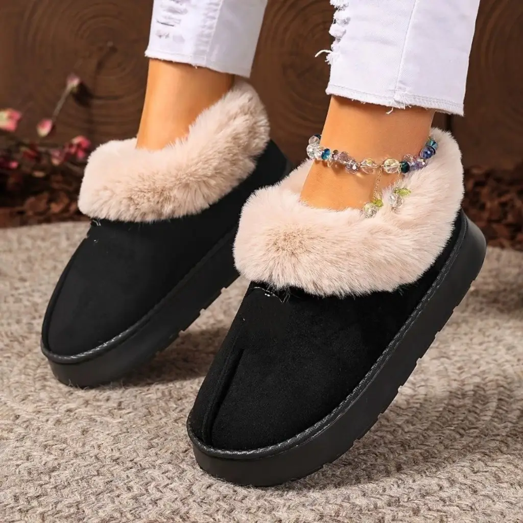 New Cross-Border Amazon Home Cotton Slippers, Warm and Thickened, Couple Style, Simple Autumn and Winter Indoor Half-Heel Slippers for Home Use