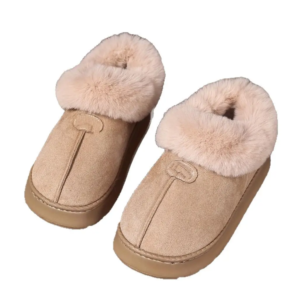 New Cross-Border Amazon Home Cotton Slippers, Warm and Thickened, Couple Style, Simple Autumn and Winter Indoor Half-Heel Slippers for Home Use