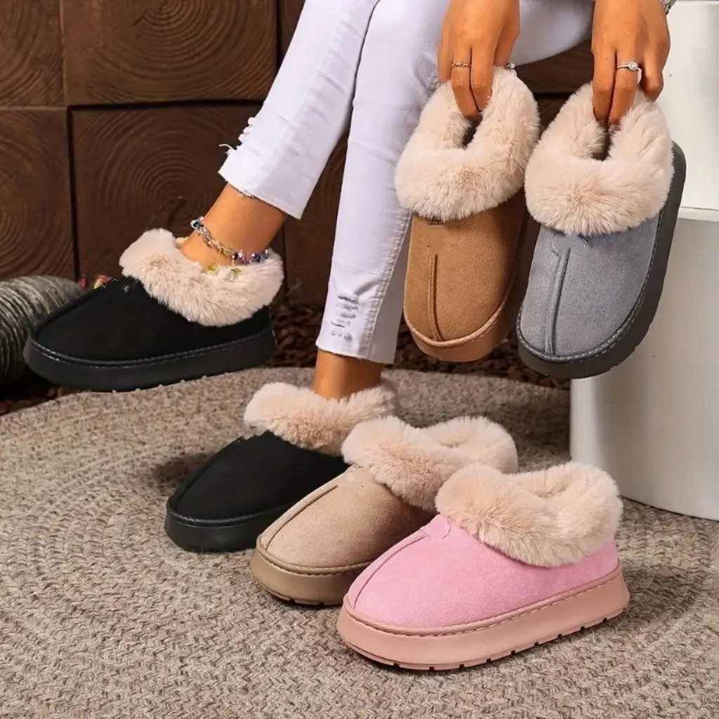 New Cross-Border Amazon Home Cotton Slippers, Warm and Thickened, Couple Style, Simple Autumn and Winter Indoor Half-Heel Slippers for Home Use — feature 9