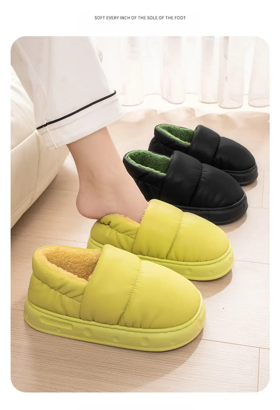 Waterproof Cotton Slippers for Women, Winter 2025 New Model, Couple's Indoor Home Non-Slip Warm Thick-Soled Outdoor Cotton Slippers for Men — feature 11