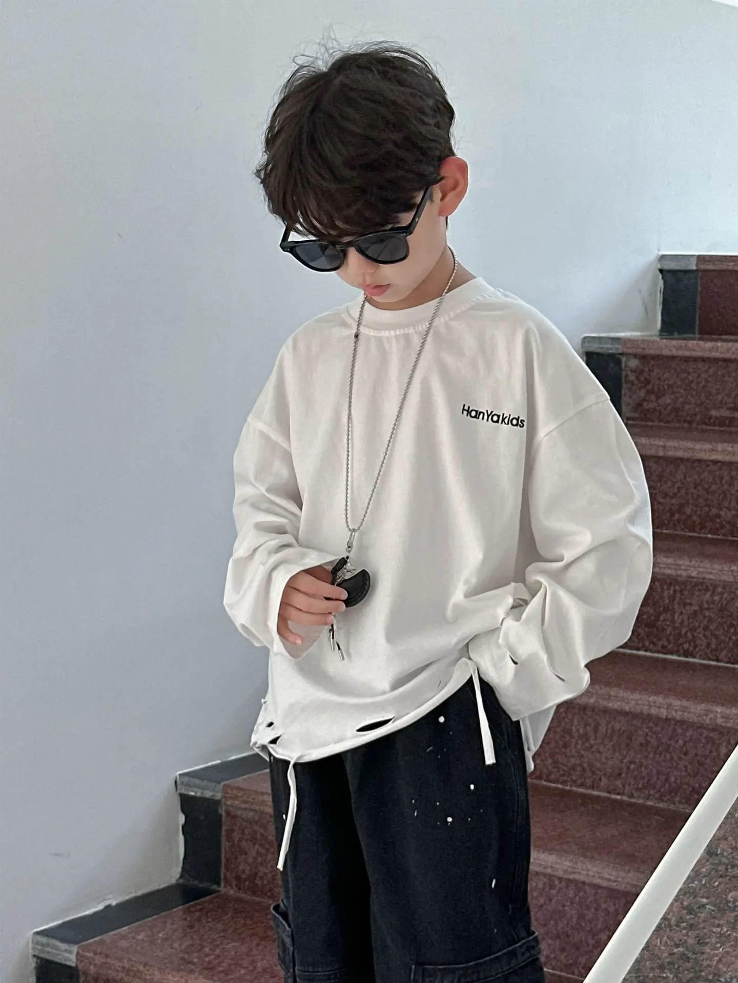 Boys Cotton Long Sleeve T-Shirt White Autumn 2025 - Image 6