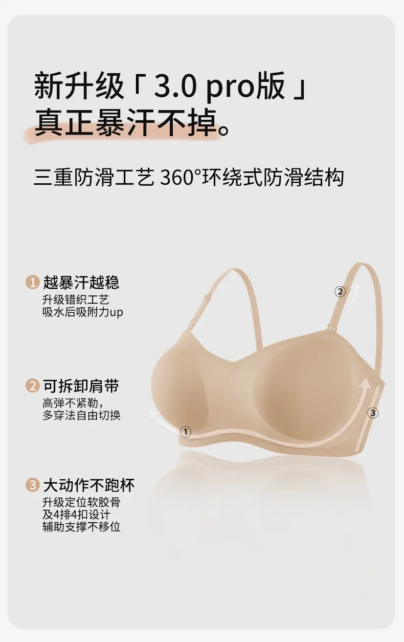 Strapless Bra for Large Busts, Seamless Foundation-Like Bra, Invisible Anti-Slip, Push-Up for Small Busts, Anti-Sagging — feature 3