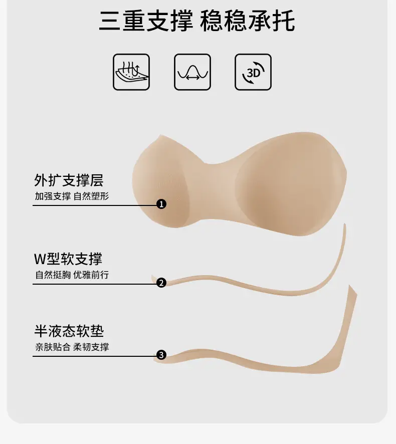 Strapless Bra for Large Busts, Seamless Foundation-Like Bra, Invisible Anti-Slip, Push-Up for Small Busts, Anti-Sagging — feature 4