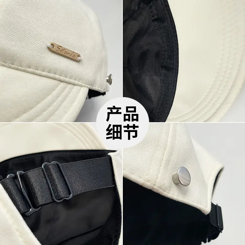Women's Black Japanese Retro Brushed Cap Wide Brim - Image 7