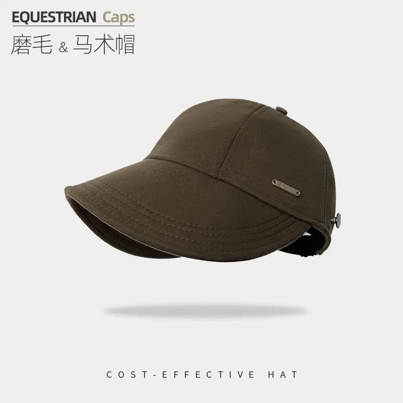 Women's Black Japanese Retro Brushed Cap Wide Brim - Image 4