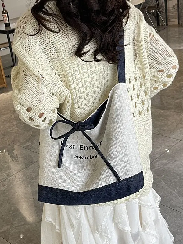 Women Large Capacity Cloth Shoulder Crossbody Bag Korean Style - Image 2