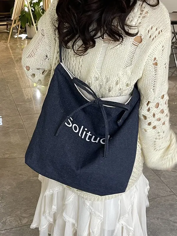 Women Large Capacity Cloth Shoulder Crossbody Bag Korean Style - Image 3