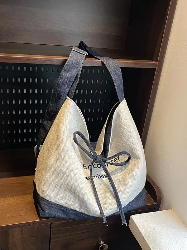 Women Large Capacity Cloth Shoulder Crossbody Bag Korean Style - Image 5
