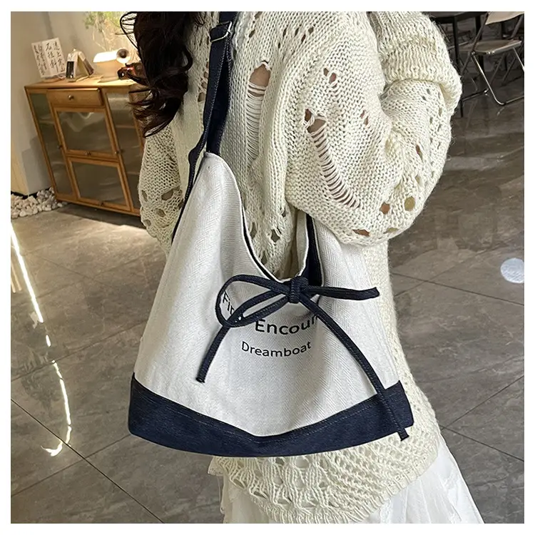 Women Large Capacity Cloth Shoulder Crossbody Bag Korean Style — feature 6