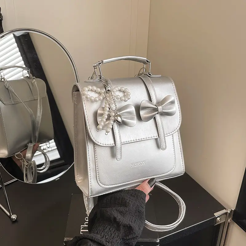 Women's Beige Bow Satchel Shoulder Bag 2025
