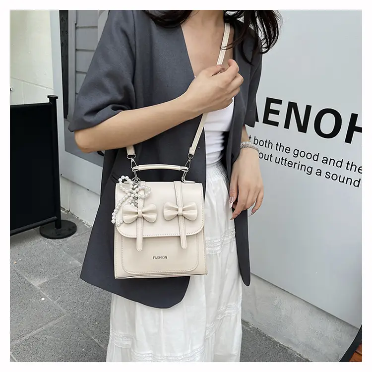 Women's Beige Bow Satchel Shoulder Bag 2025 — feature 14