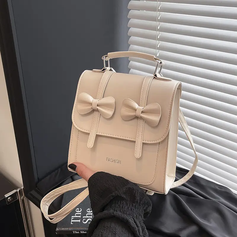 Women's Beige Bow Satchel Shoulder Bag 2025
