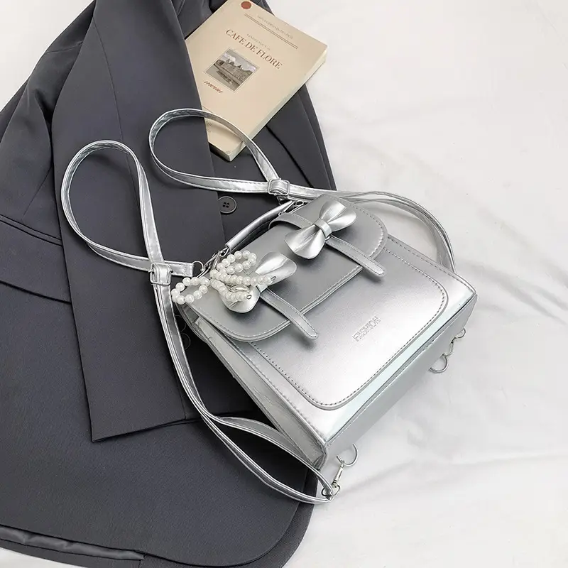 Women's Beige Bow Satchel Shoulder Bag 2025