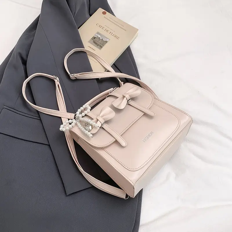 Women's Beige Bow Satchel Shoulder Bag 2025