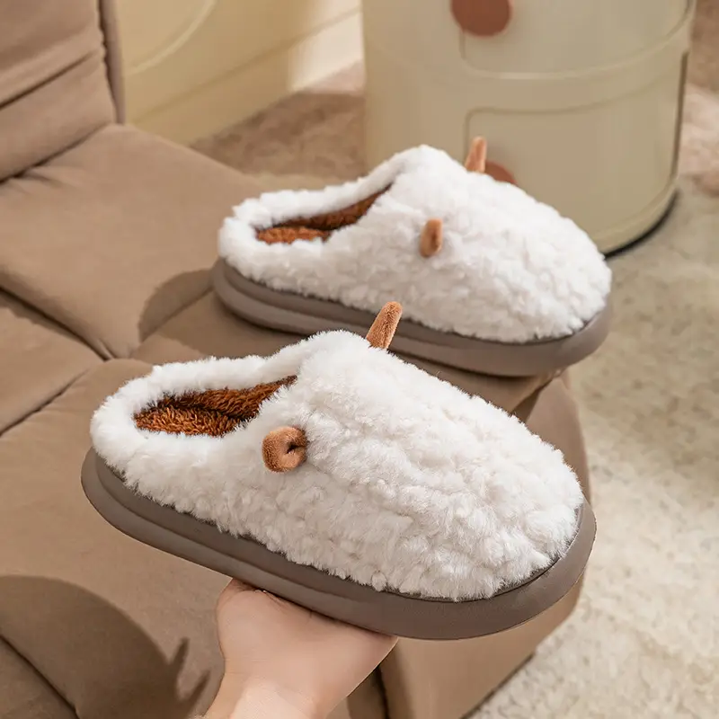 Women's 2025 New Autumn and Winter Indoor Home Thick-Soled Warm Plush Slippers Wholesale for Men - Image 18