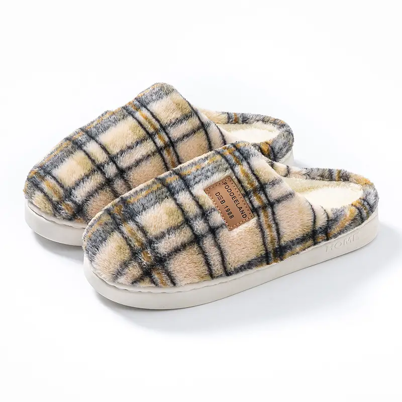 Women's 2025 New Autumn and Winter Indoor Home Thick-Soled Warm Plush Slippers Wholesale for Men - Image 14