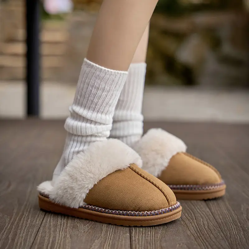 Simple Plush Slippers for Autumn and Winter, New Indoor Home Non-Slip Fleece-Lined Warm High-End Cotton Slippers for Women - Image 13