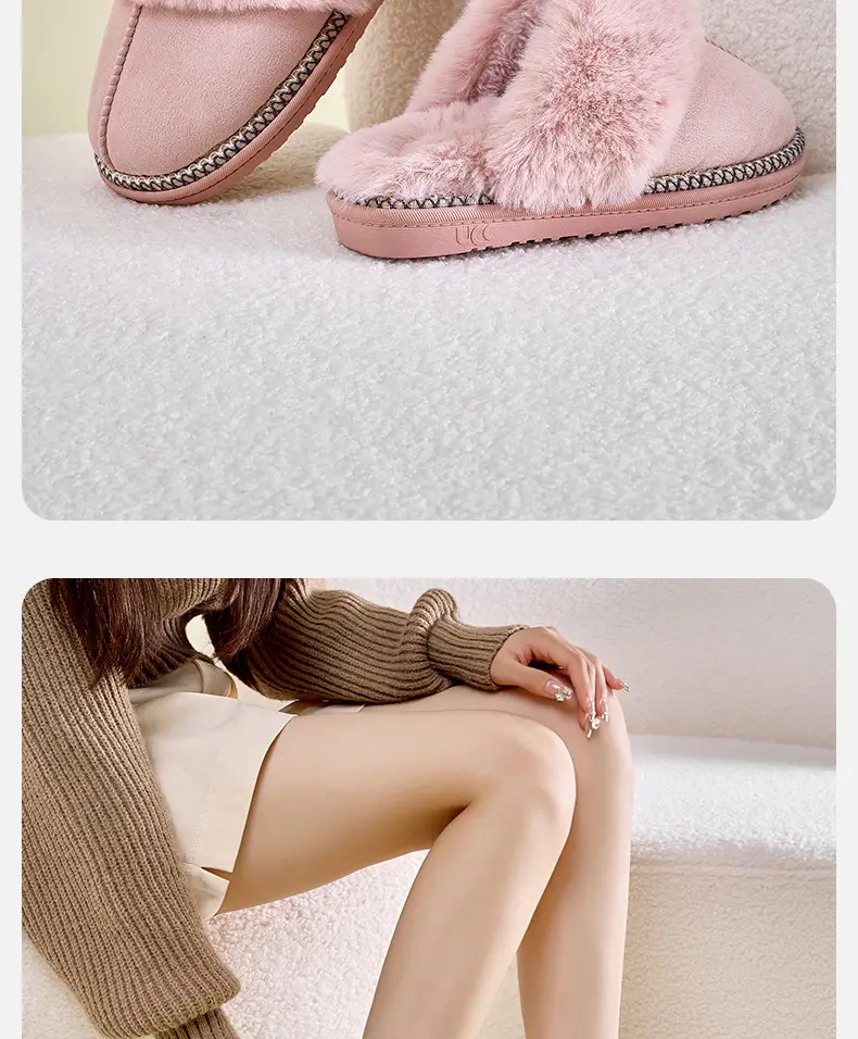 Simple Plush Slippers for Autumn and Winter, New Indoor Home Non-Slip Fleece-Lined Warm High-End Cotton Slippers for Women — feature 14