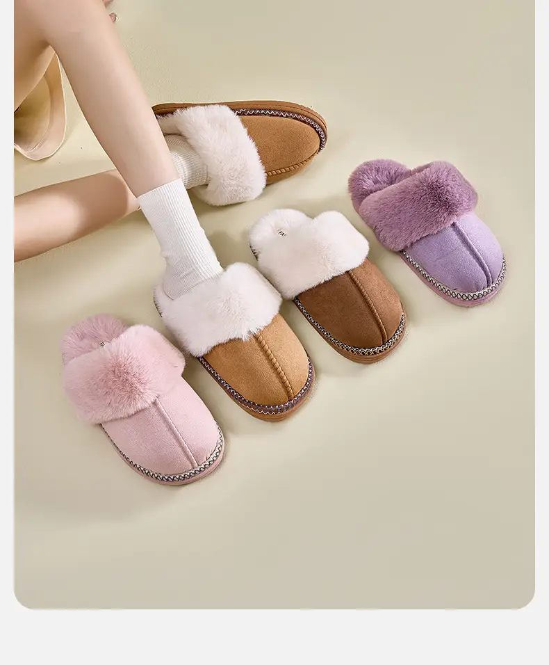 Simple Plush Slippers for Autumn and Winter, New Indoor Home Non-Slip Fleece-Lined Warm High-End Cotton Slippers for Women — feature 17