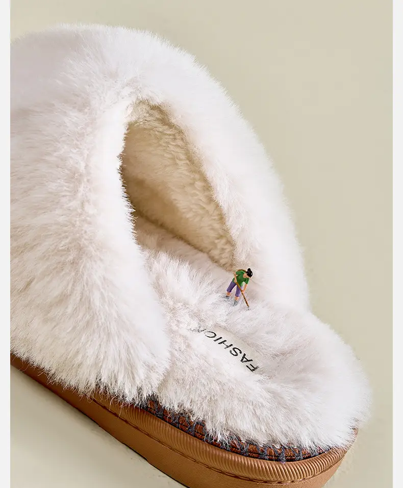 Simple Plush Slippers for Autumn and Winter, New Indoor Home Non-Slip Fleece-Lined Warm High-End Cotton Slippers for Women — feature 9