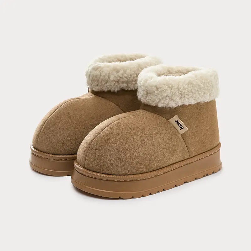 Simple Plush Slippers for Autumn and Winter, New Indoor Home Non-Slip Fleece-Lined Warm High-End Cotton Slippers for Women - Image 3