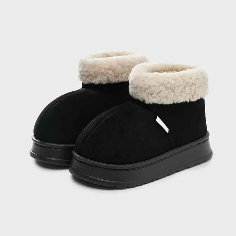 Simple Plush Slippers for Autumn and Winter, New Indoor Home Non-Slip Fleece-Lined Warm High-End Cotton Slippers for Women - Image 4