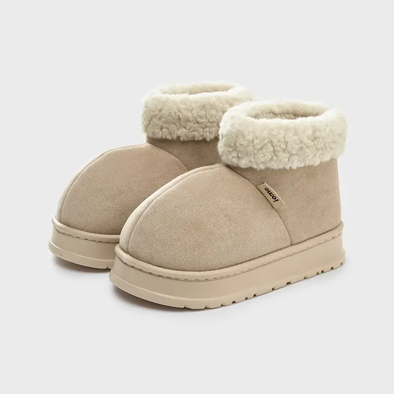 Simple Plush Slippers for Autumn and Winter, New Indoor Home Non-Slip Fleece-Lined Warm High-End Cotton Slippers for Women - Image 5