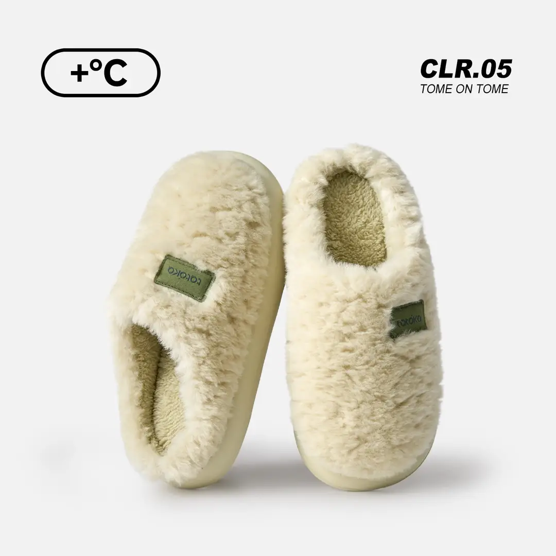 Simple Plush Slippers for Autumn and Winter, New Indoor Home Non-Slip Fleece-Lined Warm High-End Cotton Slippers for Women - Image 7