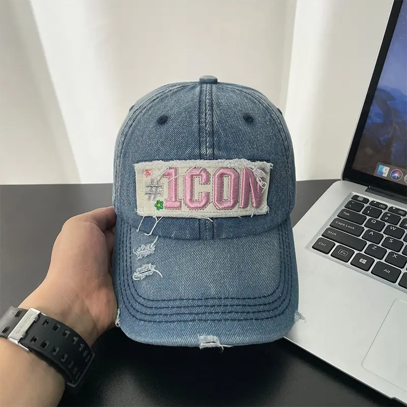 Light Blue Icon Patch Cap for Women Summer Wear - Image 8
