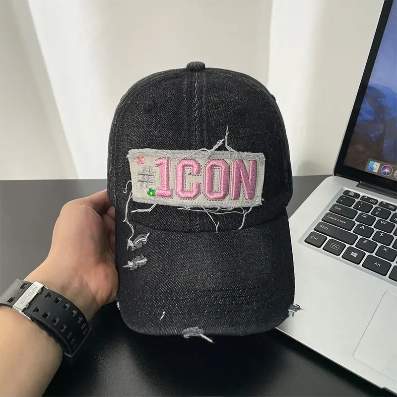 Light Blue Icon Patch Cap for Women Summer Wear — feature 1