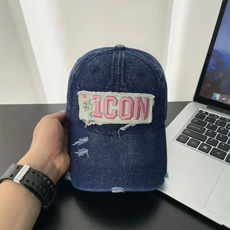 Light Blue Icon Patch Cap for Women Summer Wear — feature 5