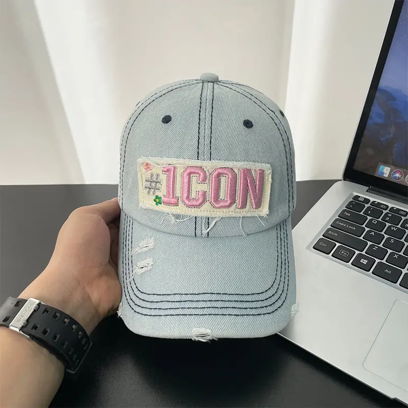 Light Blue Icon Patch Cap for Women Summer Wear — feature 6