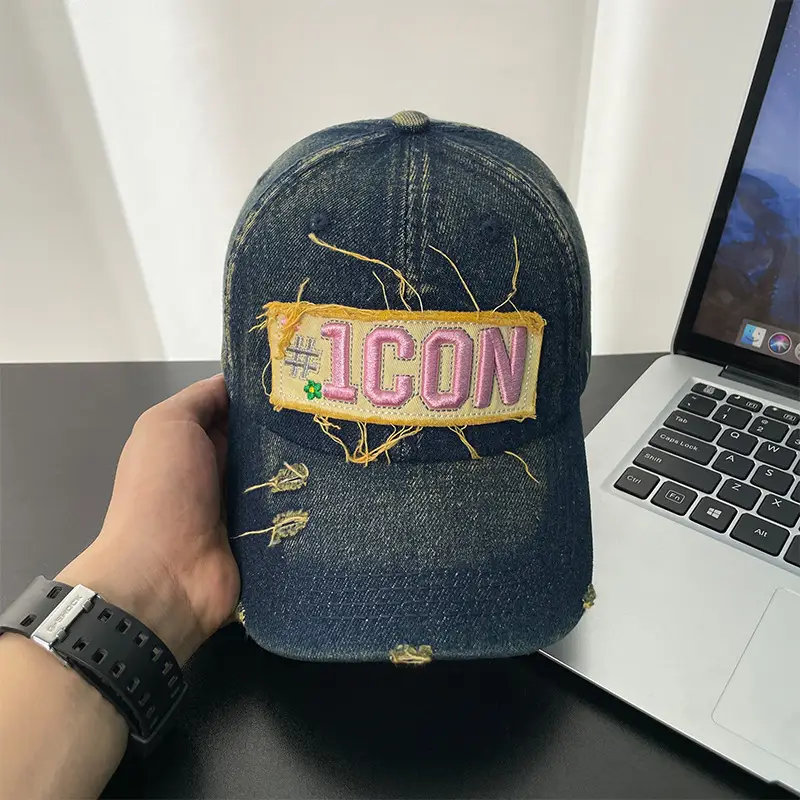 Light Blue Icon Patch Cap for Women Summer Wear - Image 4