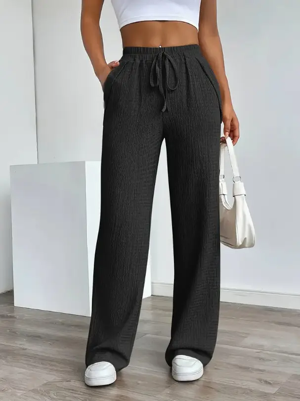 Women's Loose Elastic Drawstring Pants Beige