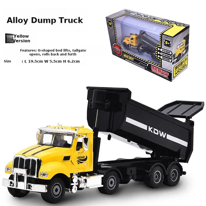 Kaidiwei 1/50 Alloy Dump Truck Yellow Black - Image 3
