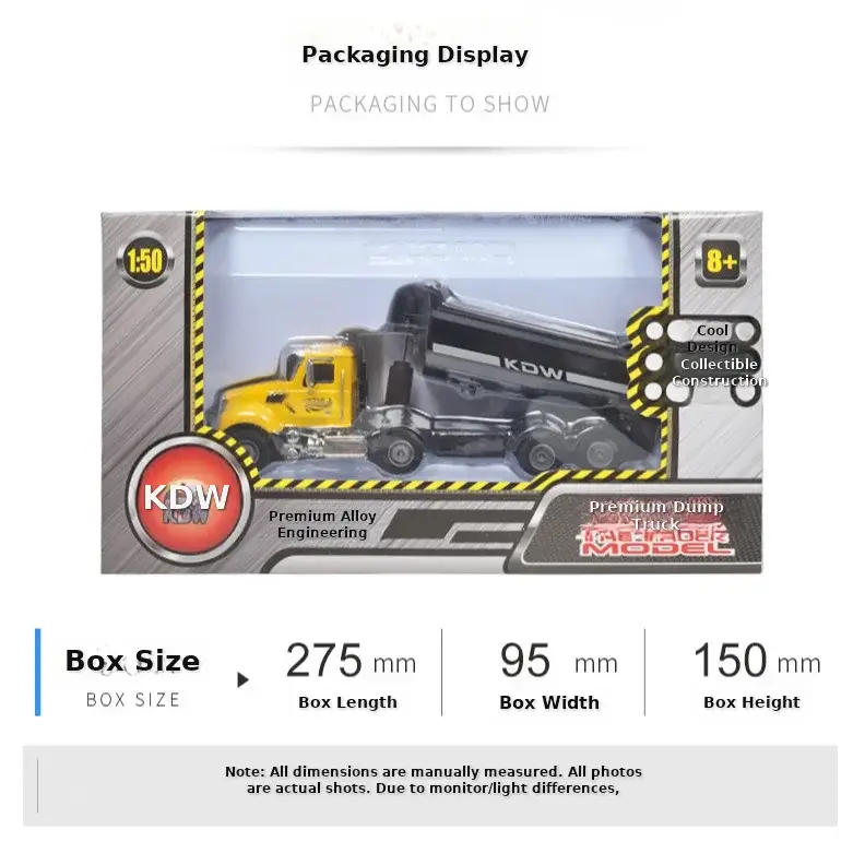 Kaidiwei 1/50 Alloy Dump Truck Yellow Black - Image 6