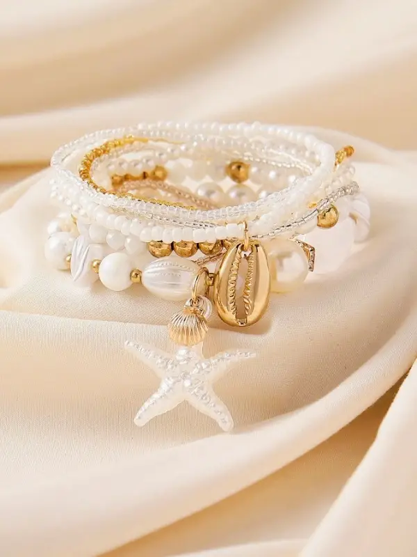 New European & American Cross-Border Pearl Bracelet with Starfish Charm — feature 1