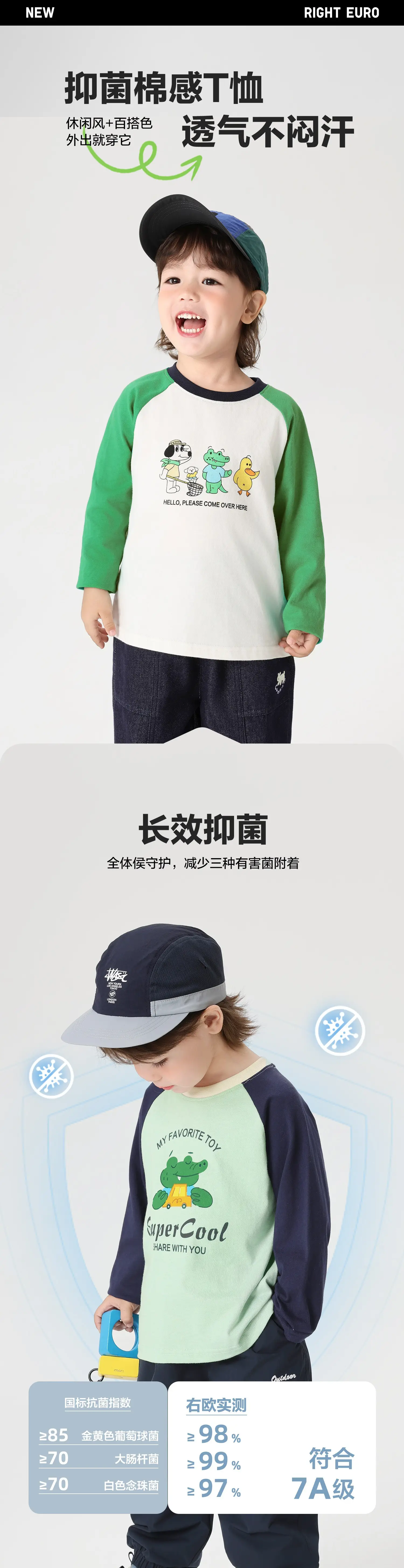 Right European Boys Cotton T-Shirt Spring 7A Grade — feature 2