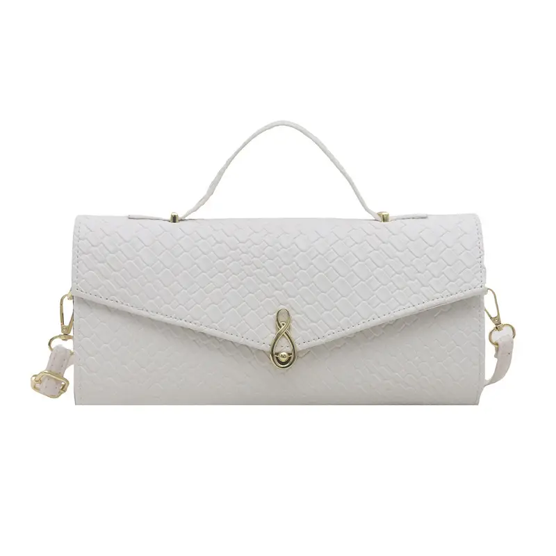 White Embroidered One-Shoulder Women's Clutch Bag - Image 9